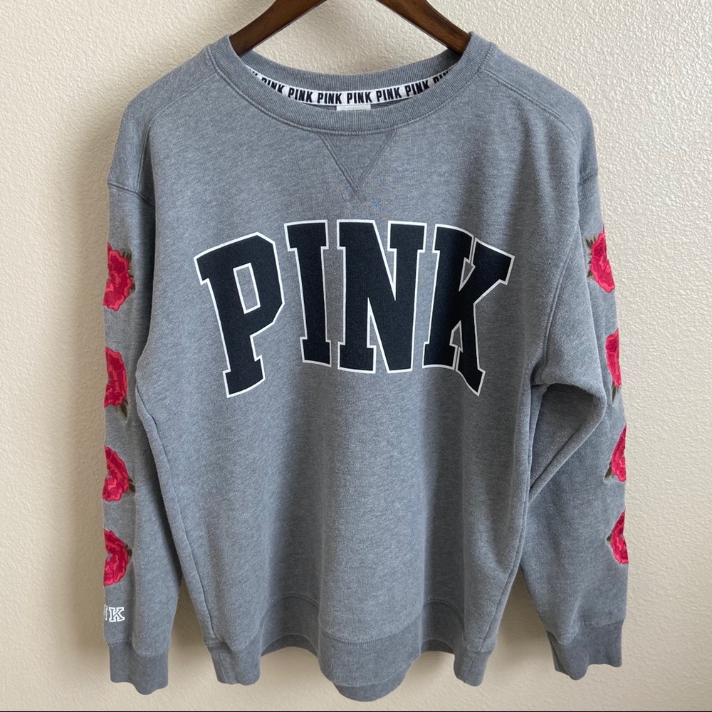 Pink Victoria’s Secret Sweatshirt Rose Embroidery